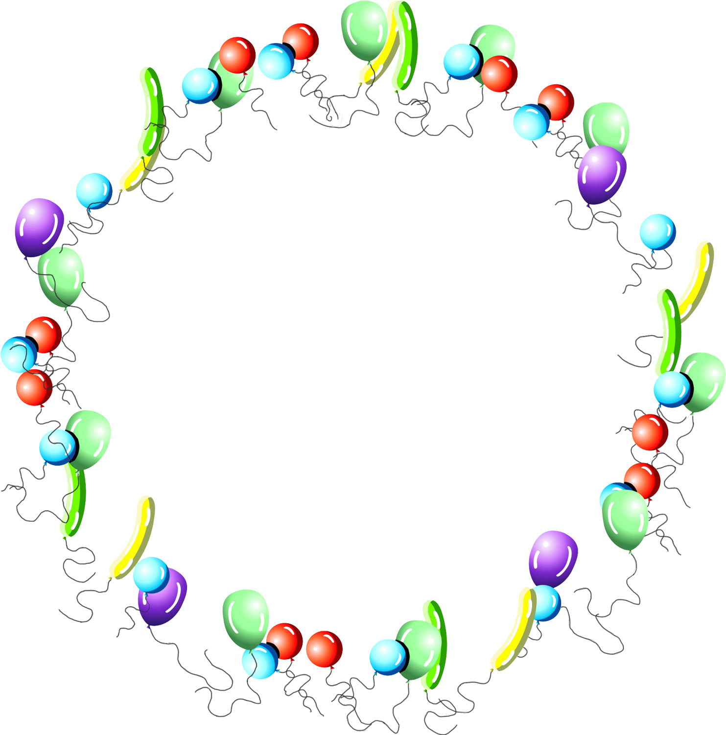 Hot Air Balloon Birthday Clip Art - Balloon Circle Border - Png Download (1500x1500), Png Download