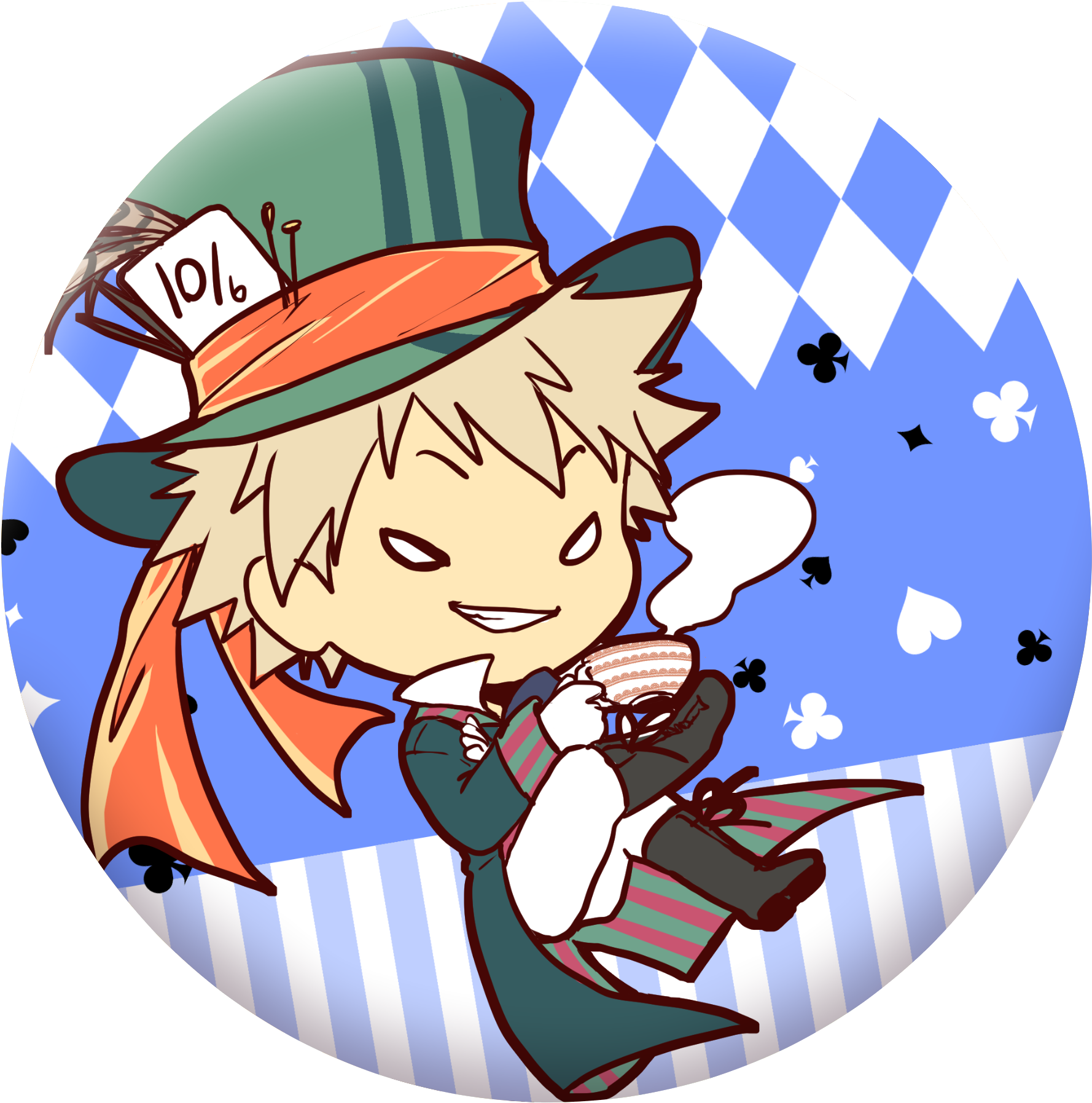 [preorder] Hero In Wonderland Tea Party Pin Buttons - Cartoon Clipart (1970x1906), Png Download