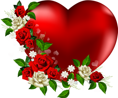 Heart Png With Flowers Love Heart Image Clipart Happy - Love Heart With Flowers Transparent Png (590x529), Png Download