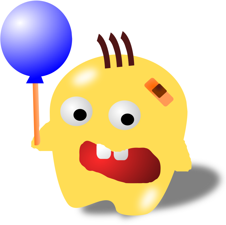 Hot Air Balloon Drawing Cartoon Speech Balloon - Monster With Balloon Clipart (750x750), Png Download