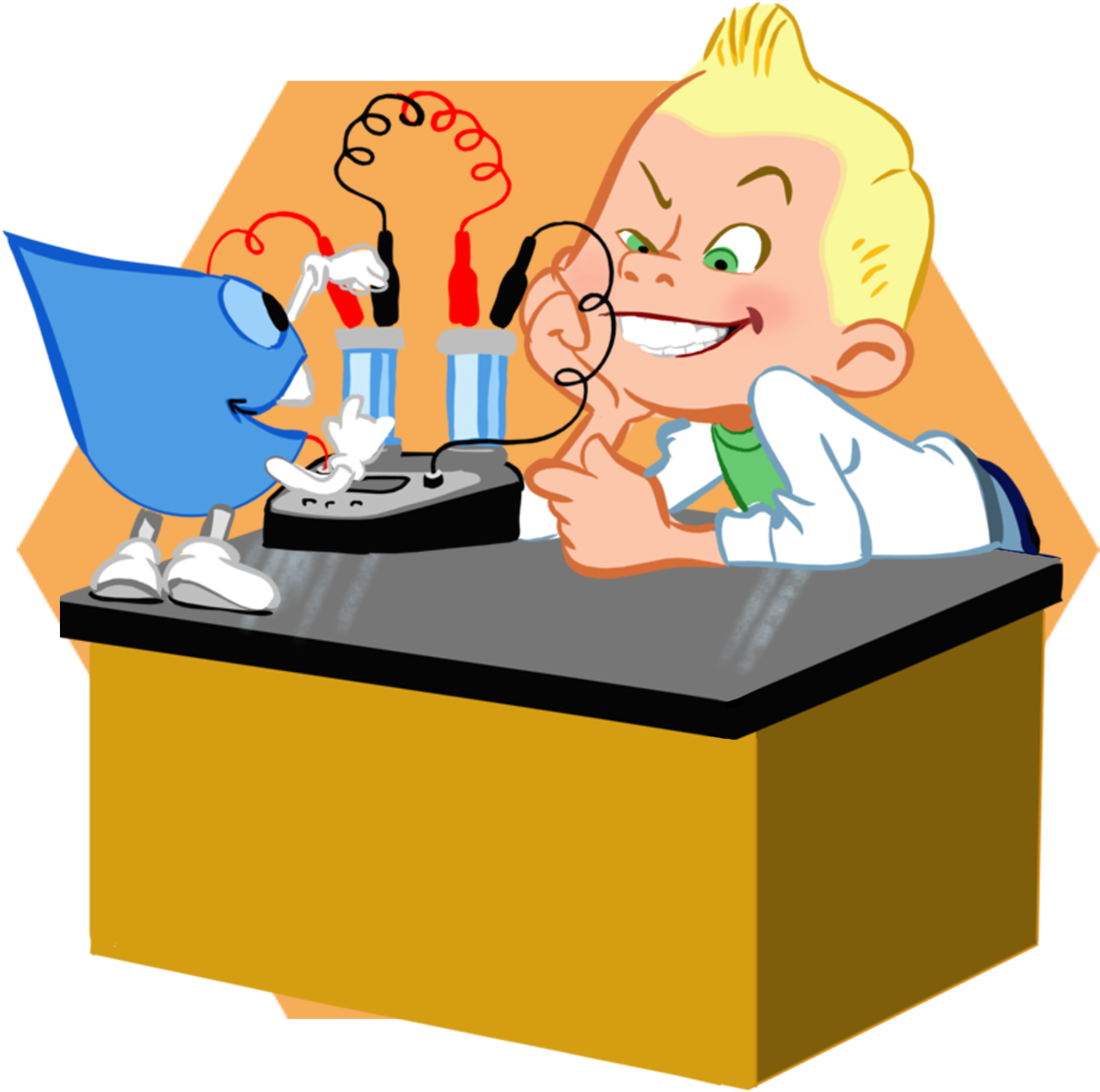 Electrolysis And Electric Battery - Electrolysis Cartoon Clipart (1800x1800), Png Download