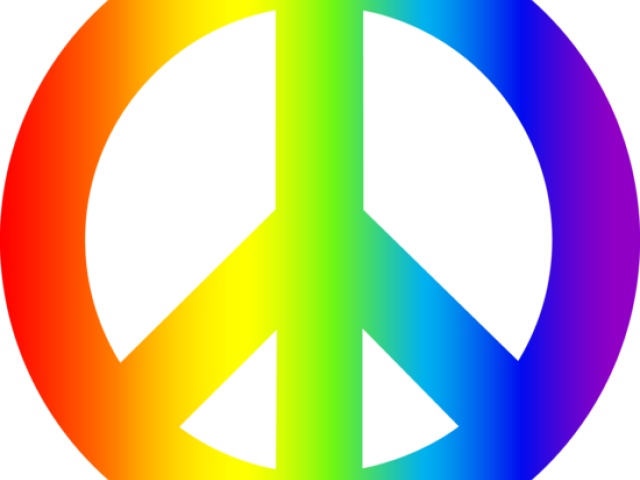 Peace Sign Clipart Blue - 6 Rainbow Heart Button Show The World We Need Peace - Png Download (640x480), Png Download