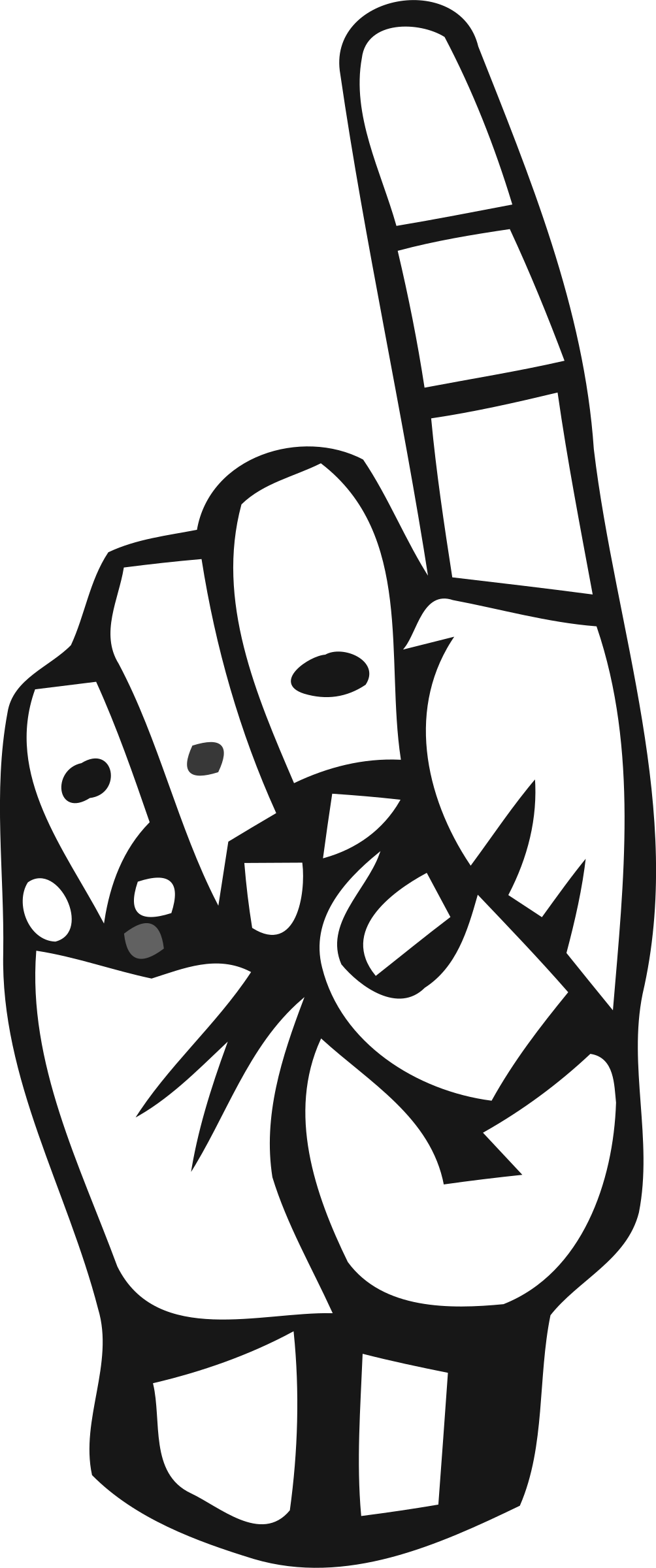 Big Image - Finger Black And White Clipart - Png Download (1004x2400), Png Download