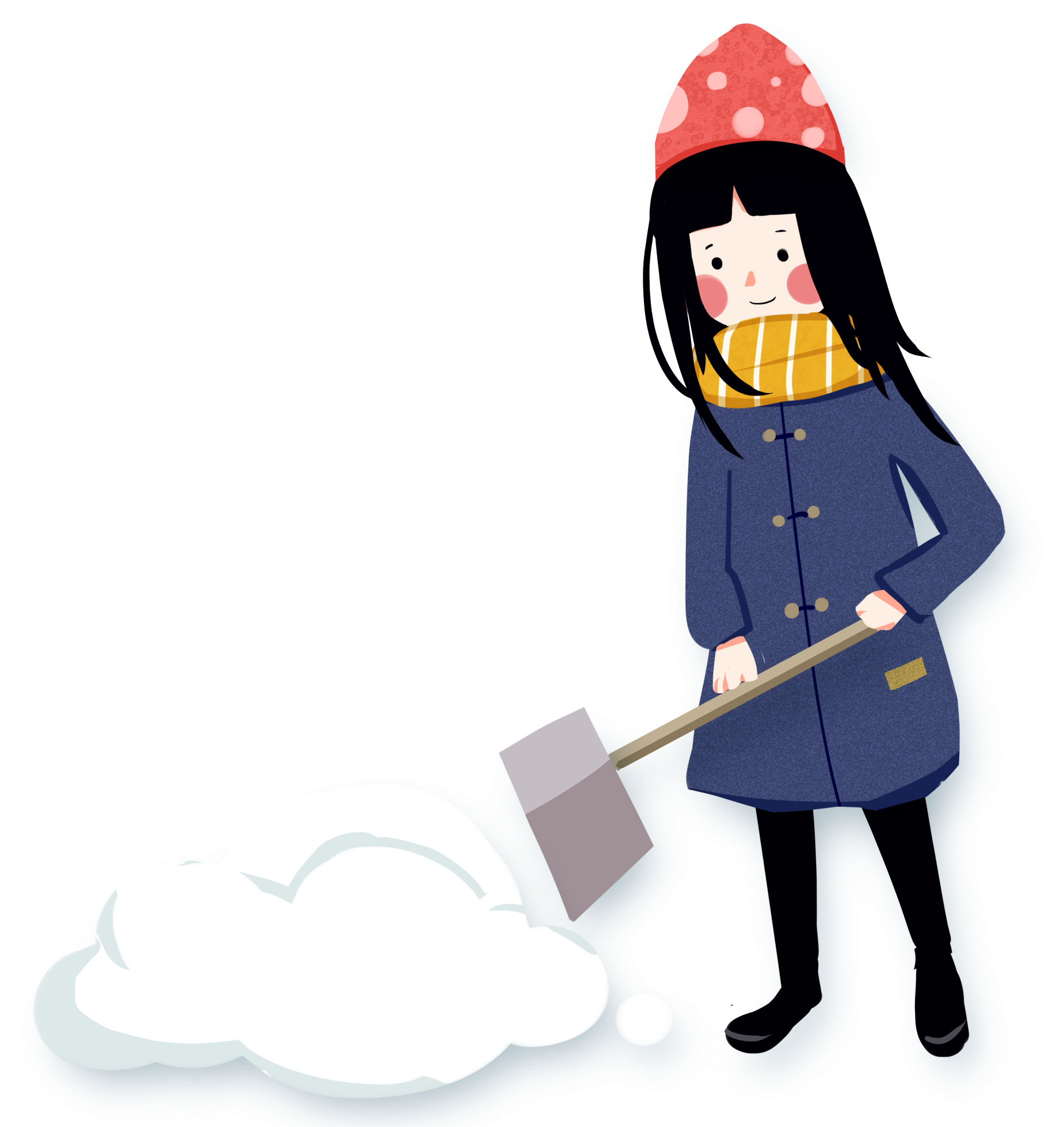 Cartoon Fresh Winter Shovel Snow Png And Psd - Cartoon Clipart (2000x2000), Png Download