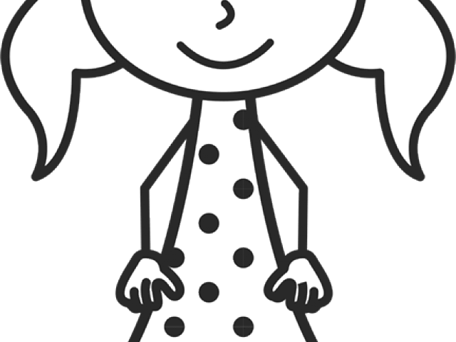 Black Hair Clipart Girl Pigtail - Girl Stick Figure Transparent - Png Download (640x480), Png Download