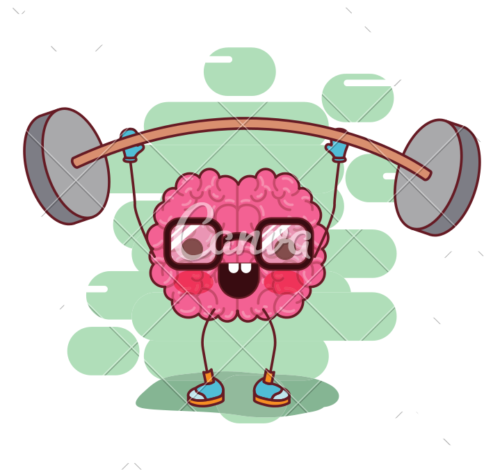 With Glasses And Weightlifting - Brain Cartoon With Glasses Clipart (800x800), Png Download