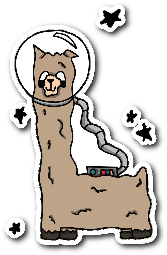 Cosmic Llama Sticker - Cartoon Clipart (1064x1064), Png Download