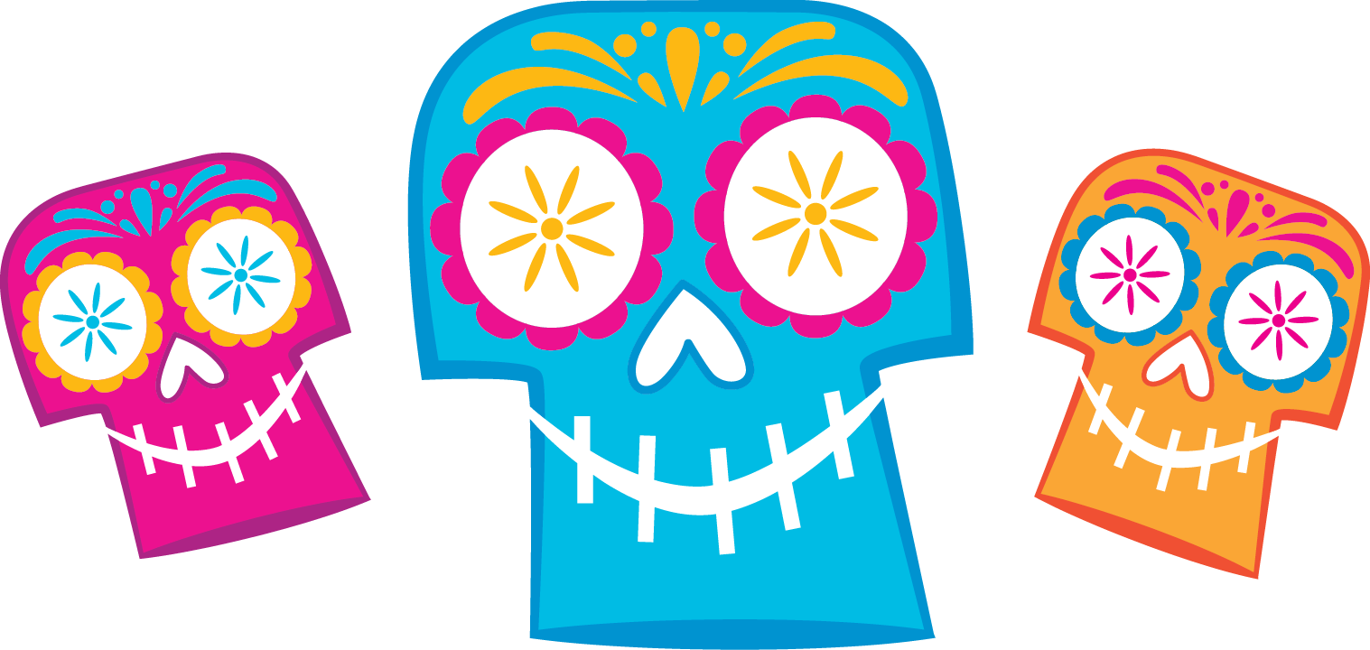 Sugar Skulls Clipart (1517x720), Png Download