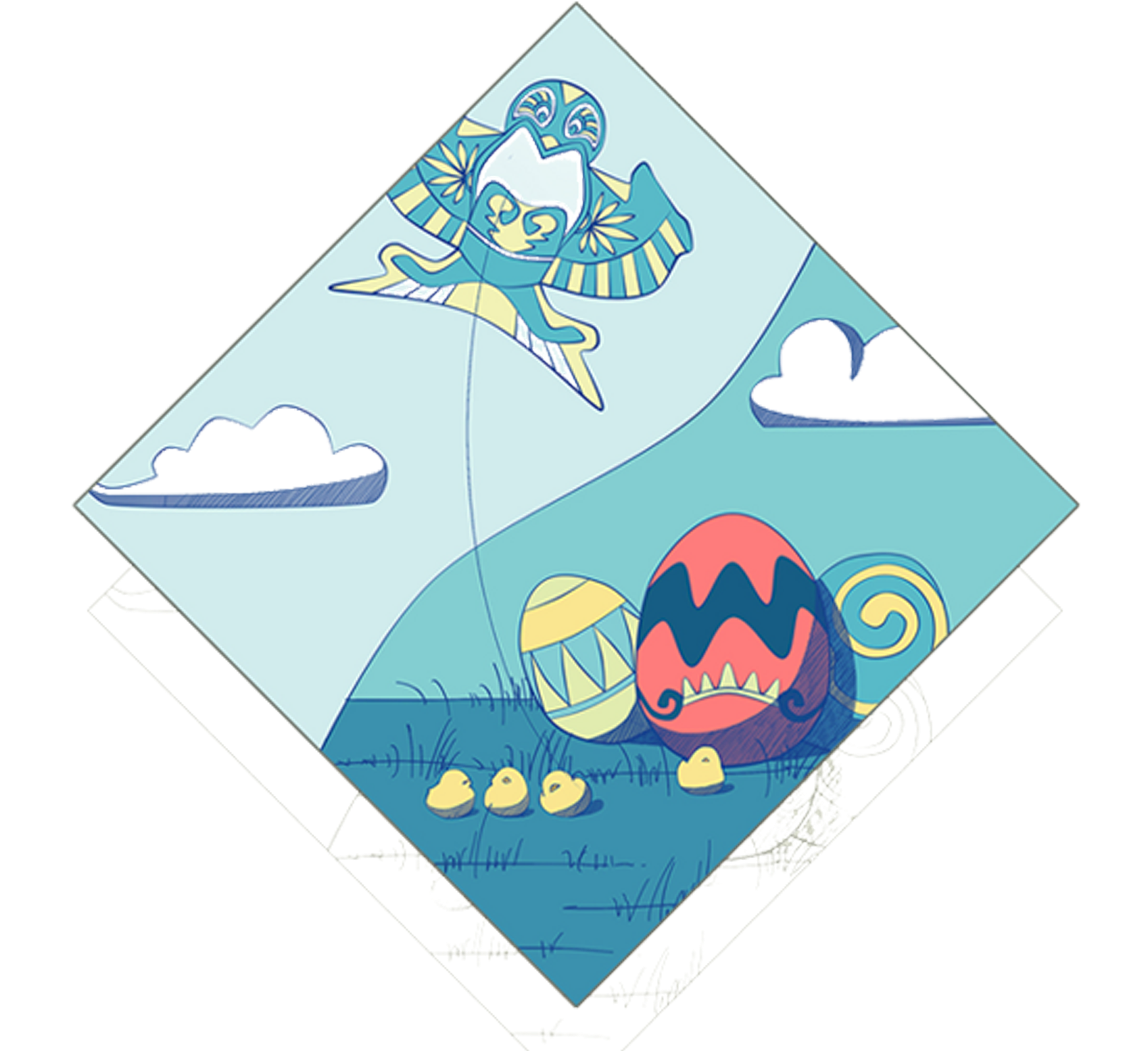 Post Bed Clip Art - Kite - Png Download (2884x2900), Png Download