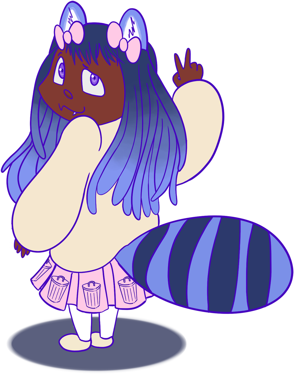 Kawaii Raccoon Girl~ During This Project I Found Out - Cartoon Clipart (1400x1400), Png Download