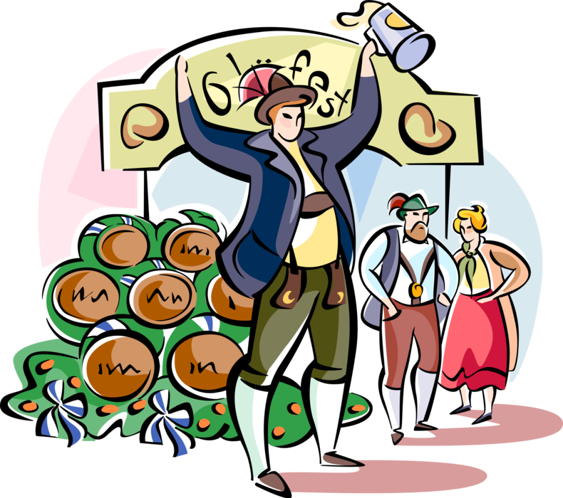 Vector Illustration Of Bavarian Oktoberfest Volksfest - Cartoon Clipart (790x700), Png Download