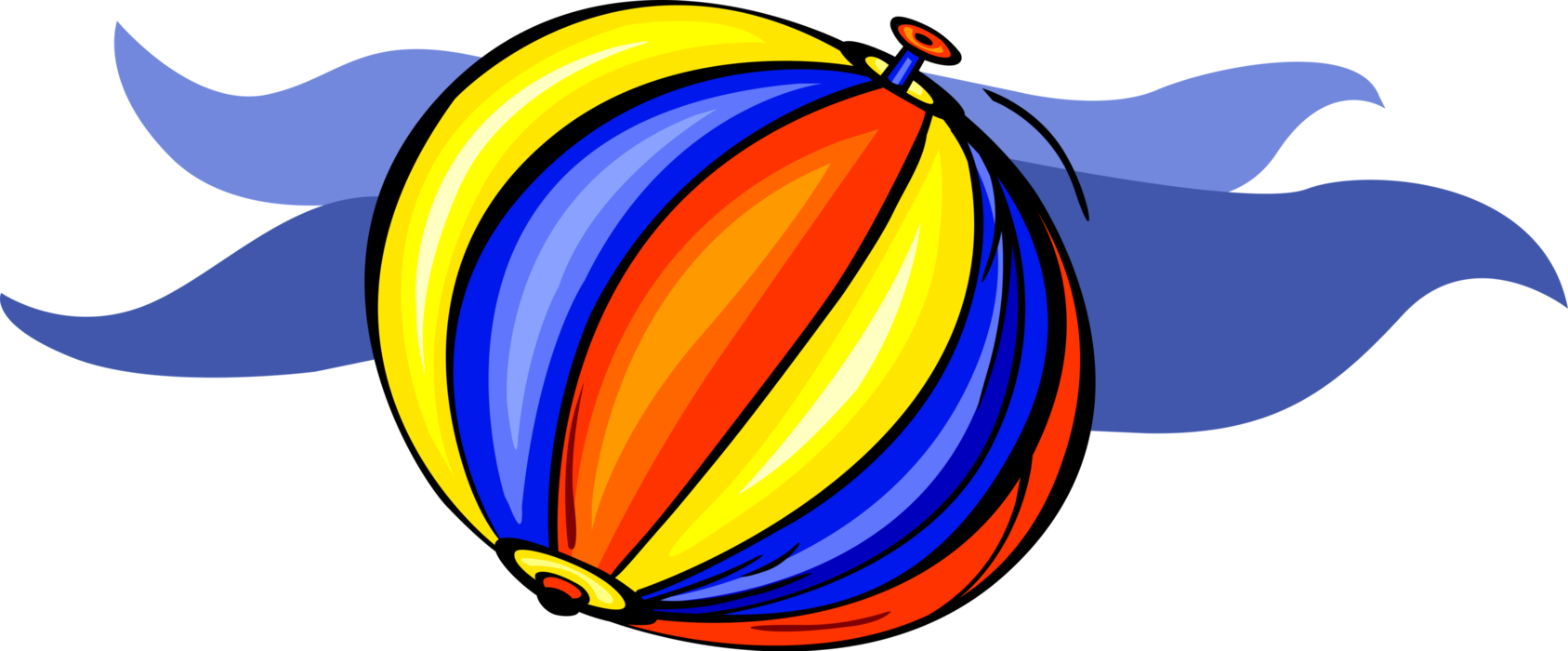 Vector Illustration Of Inflatable Beach Ball With Ocean Clipart (1687x700), Png Download