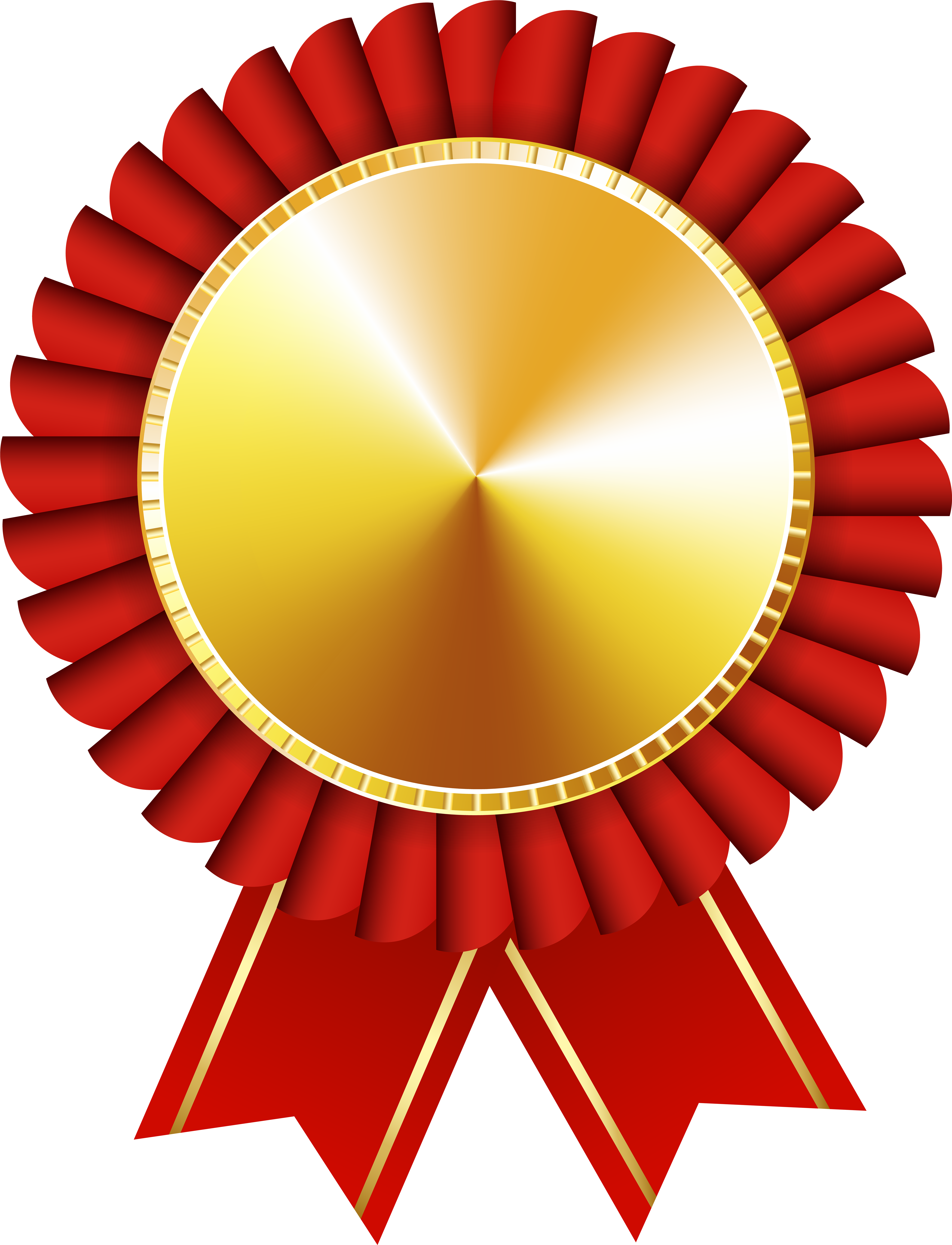 Rosette Ribbon Red Gold Transparent Image Clipart (6148x8000), Png Download