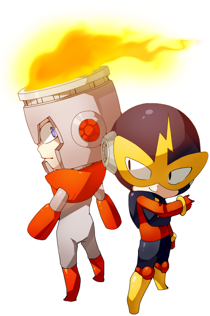 Megaman Drawing Fireman - Fire Man And Elec Man Clipart (744x1073), Png Download