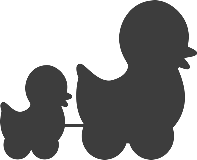 Mom And Baby Duck Wall Decal Easy Decals - Silhouette Clipart (662x538), Png Download