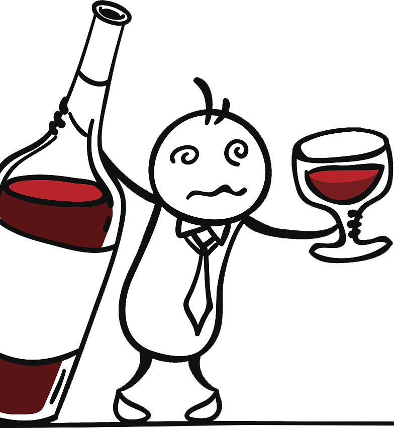 Red Wine Drawing - Drunk Man Drinking Red Wine Clipart (784x851), Png Download