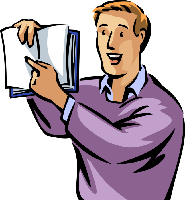 Vector Illustration Of Teacher Points To Specific Text Clipart (649x700), Png Download