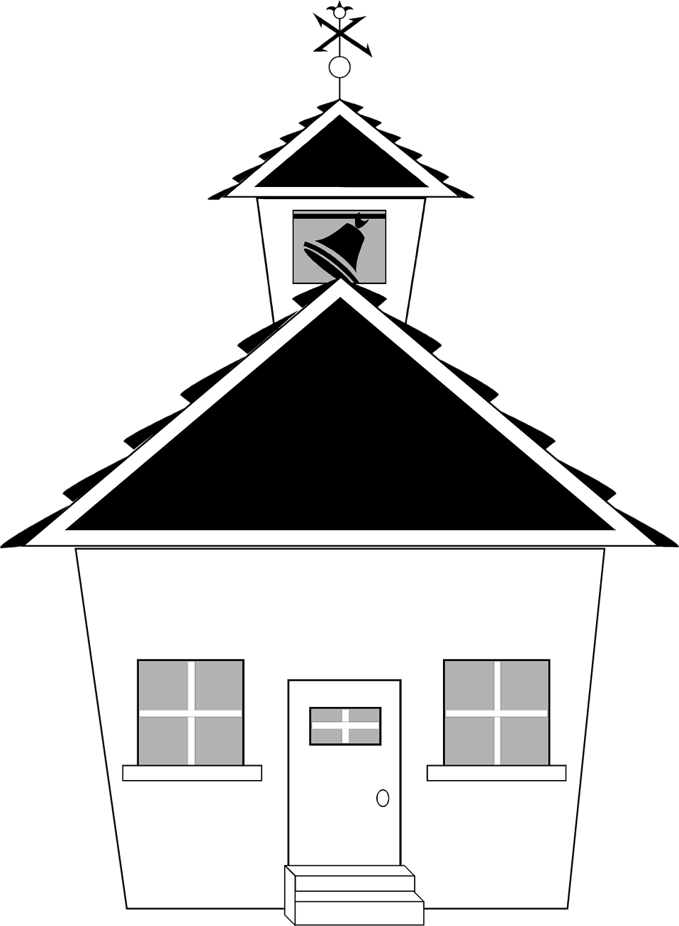 School Building Clip Art Black And White - Black And White School House - Png Download (958x1307), Png Download