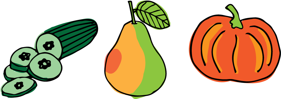 Der September Kommt Mit Birne, Kürbis, Senfgurke Und Clipart (1054x414), Png Download