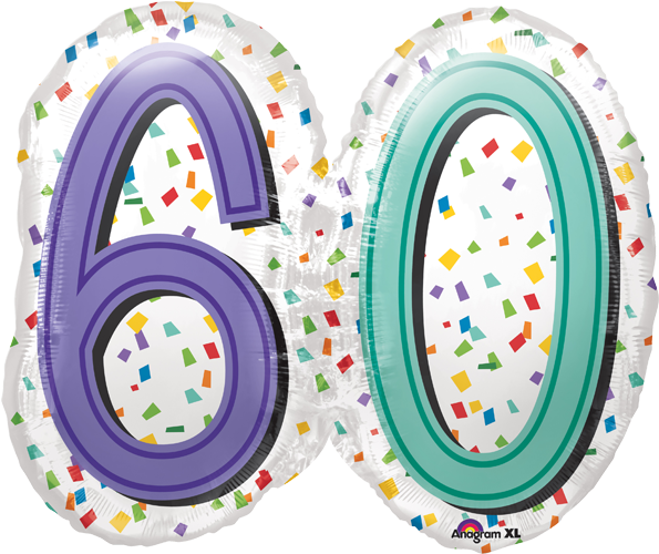 Happy Birthday Geburtstag Zahl 60 Folienballon Helium Clipart (600x600), Png Download