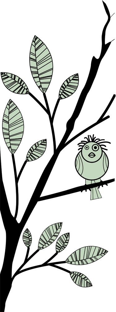 Vogel Auf Zweig Aufkleber Clipart (374x1005), Png Download