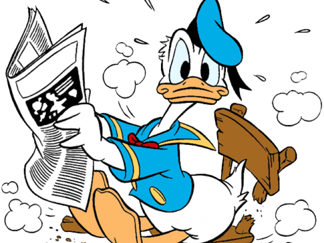 Donald Duck Clipart Reading - Donald Duck Reading Newspaper - Png Download (640x480), Png Download