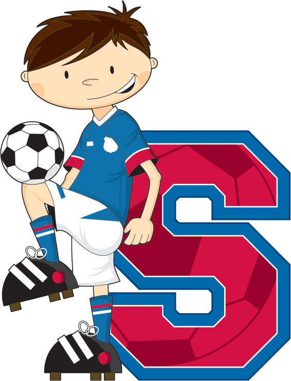 Soccer Football Boy Learning Letter S - Football Clipart (566x742), Png Download
