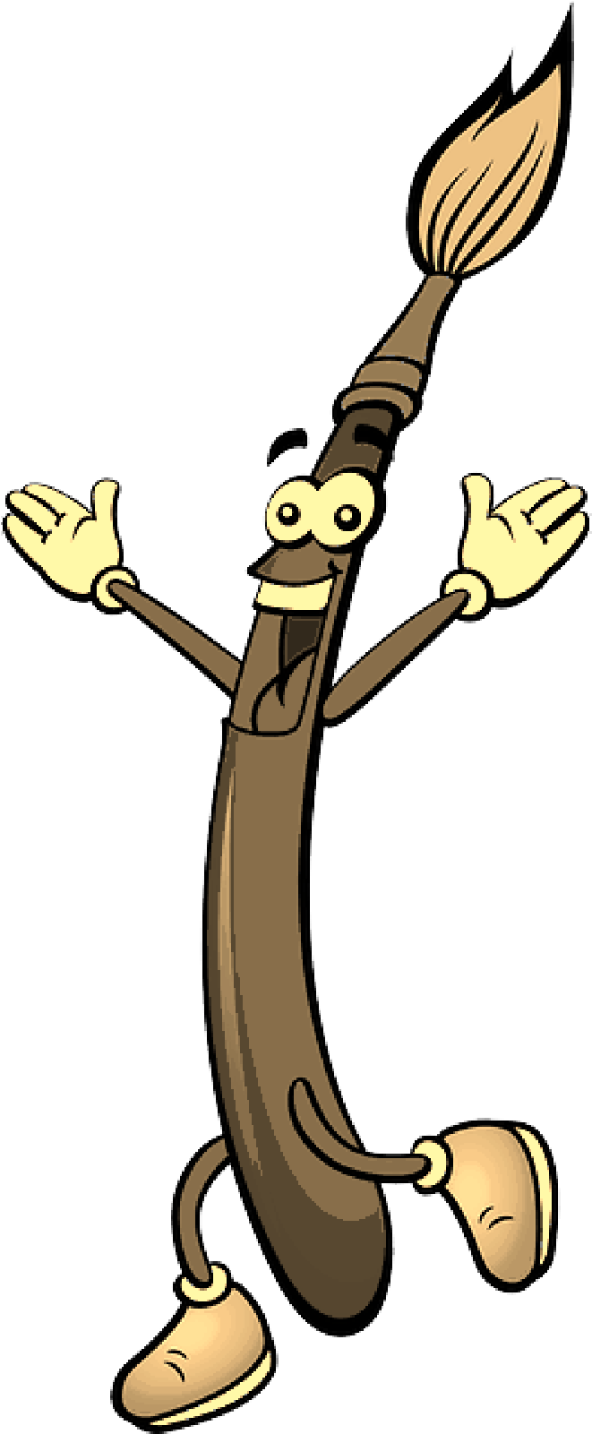 Pincel Feliz , Png Download - Cartoon Brush Clipart (661x1601), Png Download