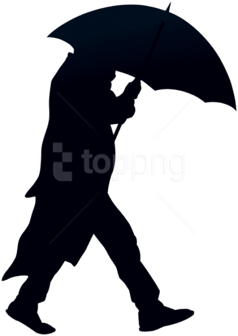 Free Png Man With Umbrella Silhouette Png Png Images - Man With Umbrella Silhouette Clipart (480x678), Png Download