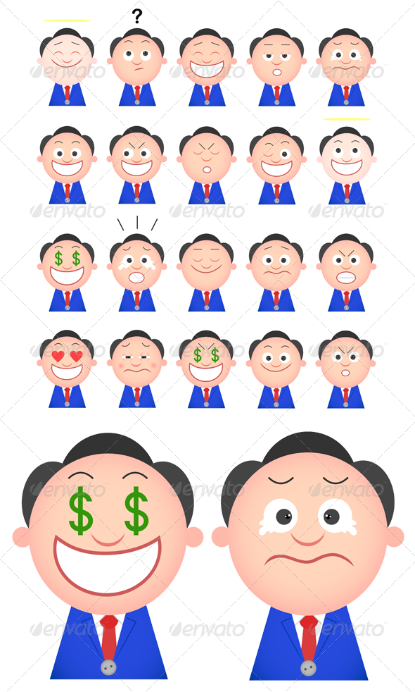 Funny Businessman Set Clipart (590x982), Png Download