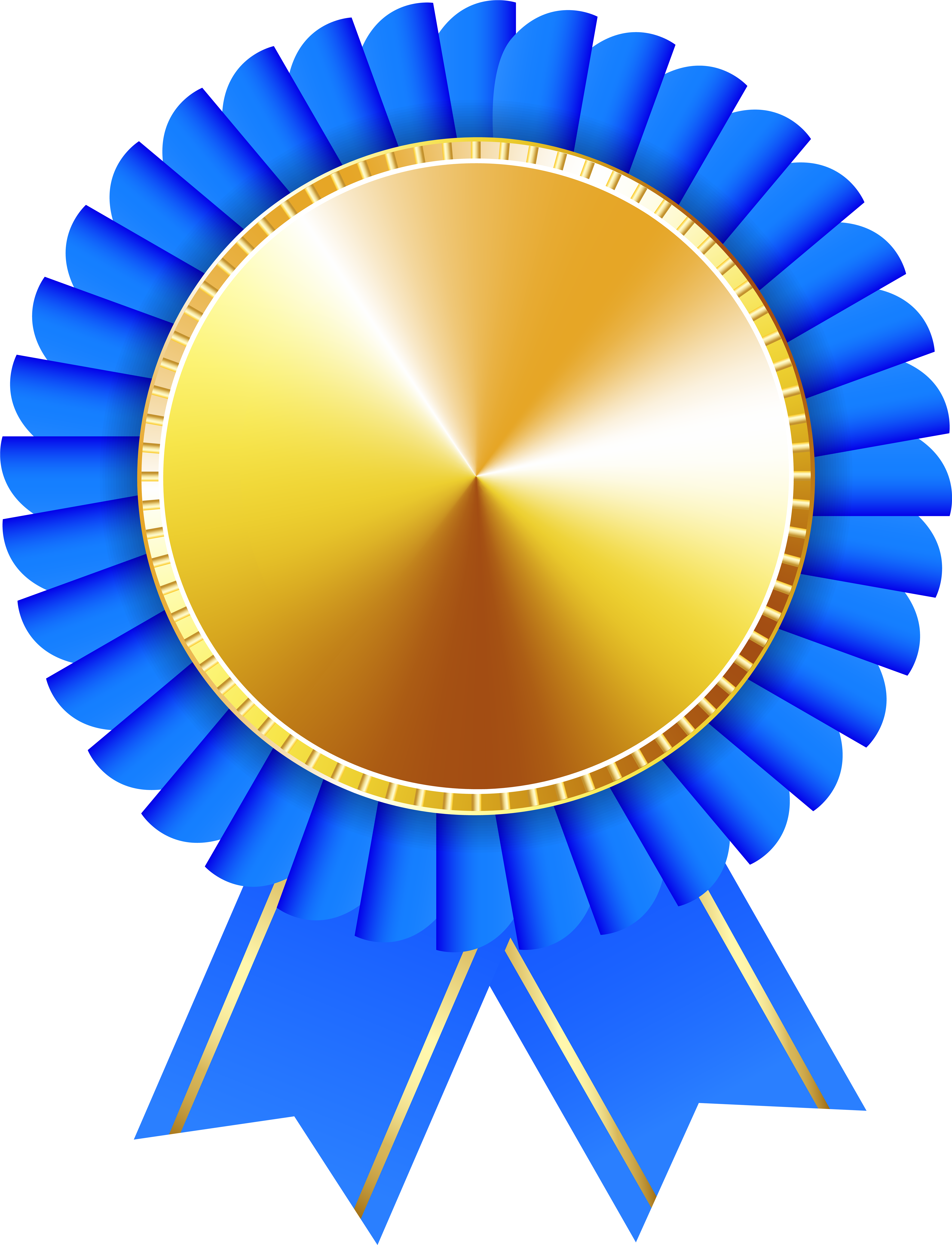 Rosette Ribbon Blue Gold Transparent Image Clipart (6148x8000), Png Download