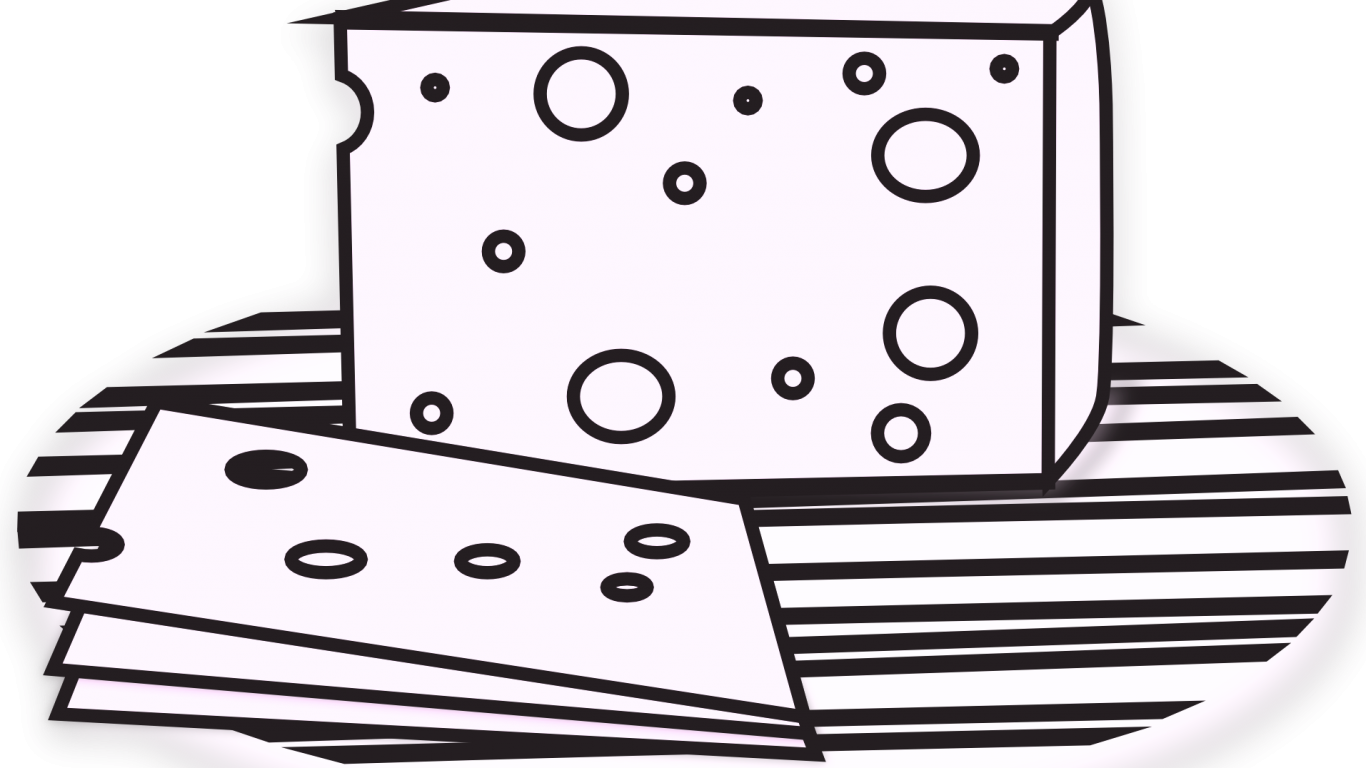 Alphabet Letter Coloring Page Cheese Royalty Free Vector - Clip Art Black And White Cheese - Png Download (1366x768), Png Download