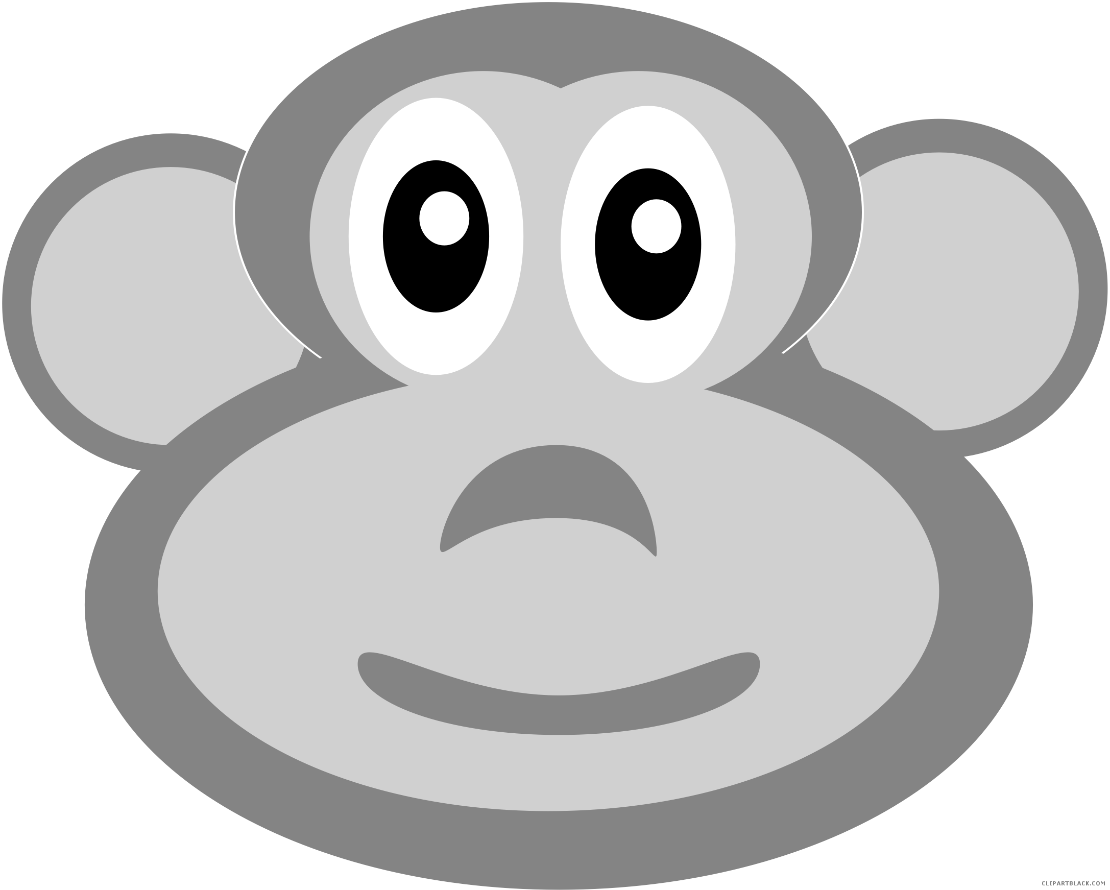 Monkey Head Animal Free Black White Clipart Images - Cartoon - Png Download (2174x1743), Png Download