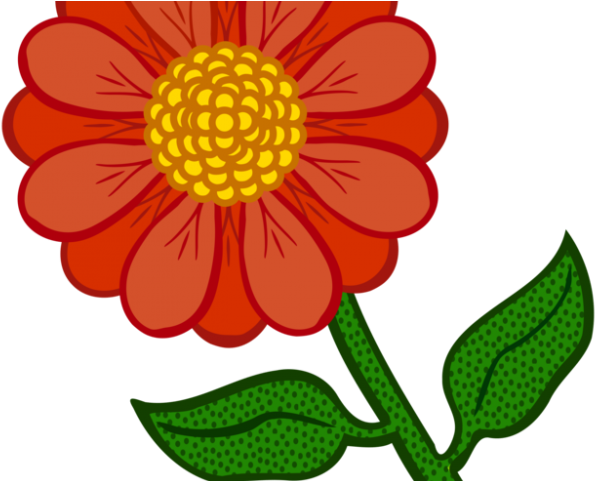 Red Flower Clipart Colored Flower - Zinnia Clipart - Png Download (640x480), Png Download