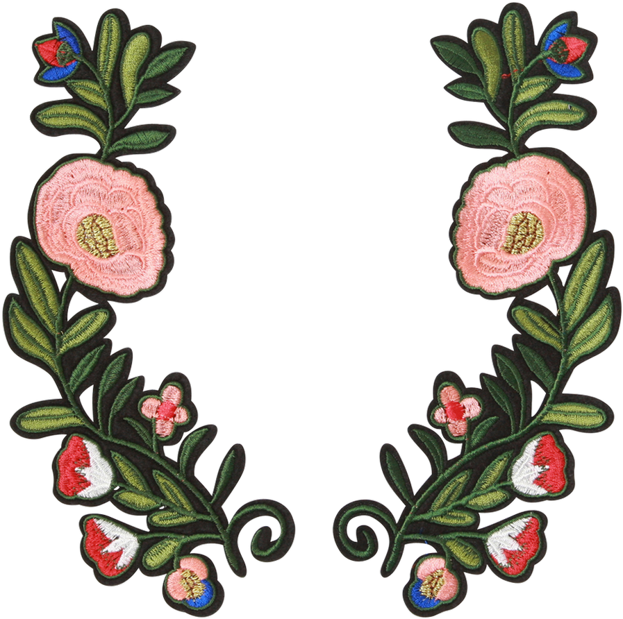 Strygem&230rker 2 Stk Cm Blomsterranker Rosa - Store Strygemærker Til Tøj Clipart (1000x1000), Png Download