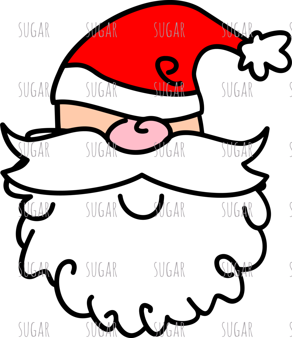 Santa Face - Sublimation Transfer Clipart (1024x1185), Png Download