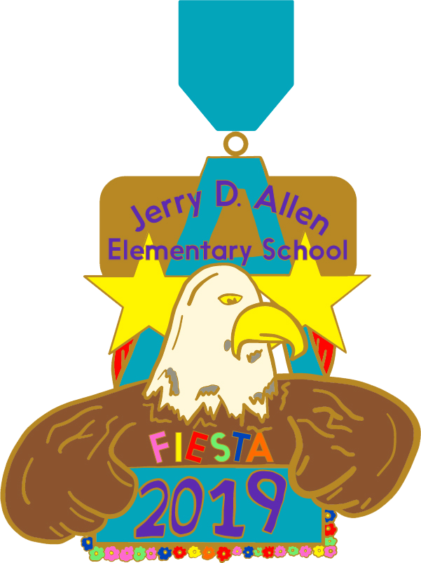 Allen Fiesta Medal With Eagle Mascot And Stars Clipart (601x804), Png Download