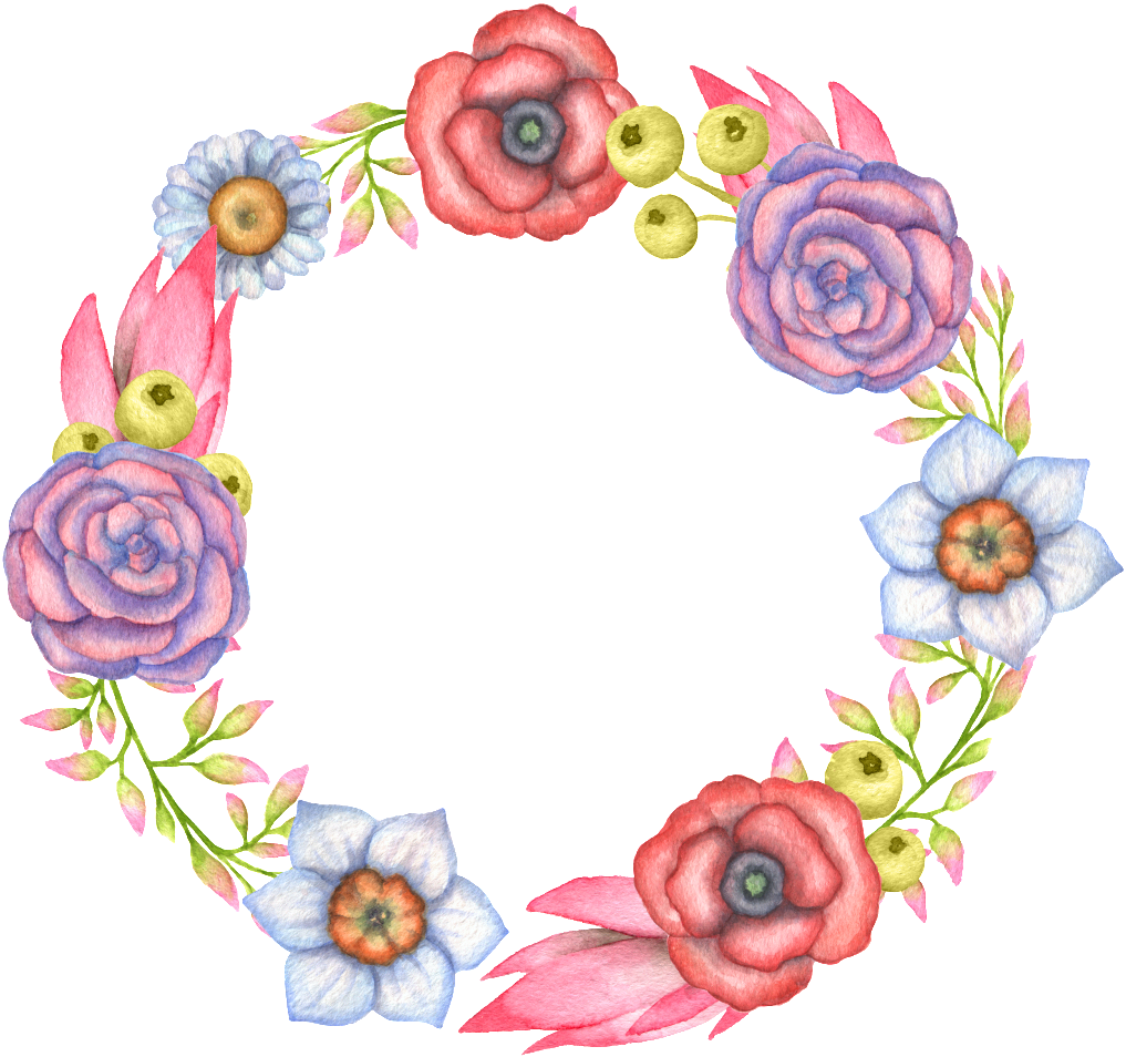 Hand Painted Colorful Flowers Wild Berries Flowers - Flower Clipart (1017x954), Png Download