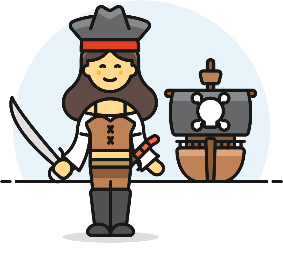 18 Pirate Female Asian - Cartoon Clipart (1025x1148), Png Download