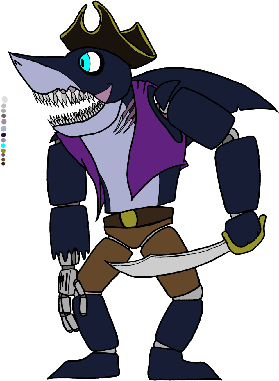 Laddon The Pirate Captain Megalodon By Ecn13000 - Cartoon Clipart (960x1311), Png Download