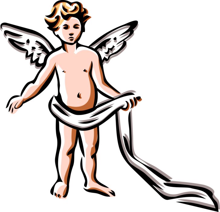 Vector Illustration Of Child Spiritual Angel With Wings Clipart (728x700), Png Download
