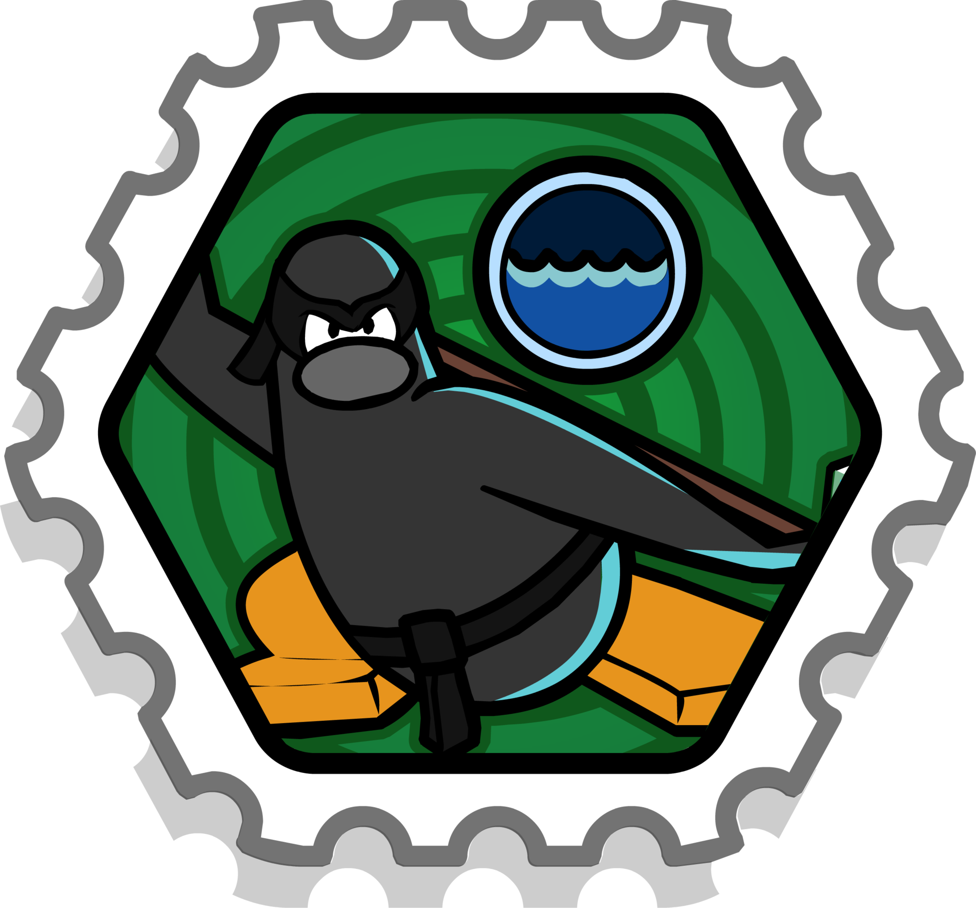 Water Ninja Stamp - Club Penguin's Hardest Stamps Clipart (2000x1862), Png Download