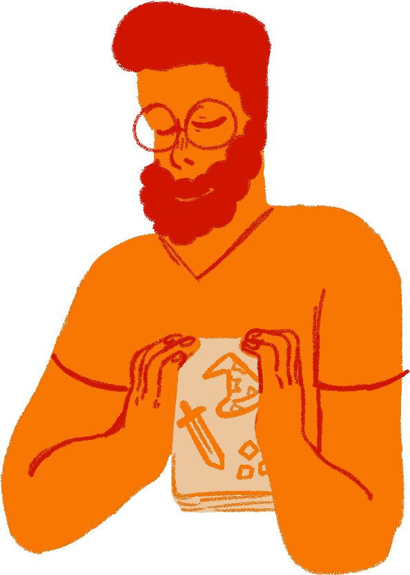 Illustration Of A Man Holding A Guidebook To A Table - Illustration Clipart (640x855), Png Download