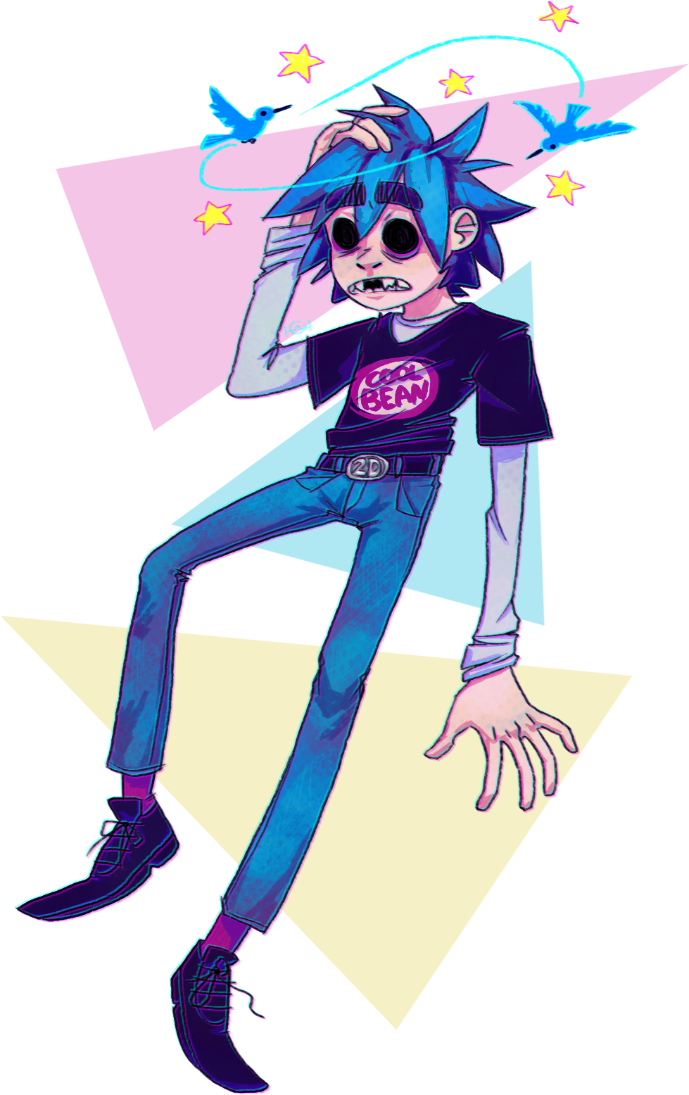 A 2d Because I've Been Listening To A Ton Of Gorillaz - Illustration Clipart (978x1572), Png Download