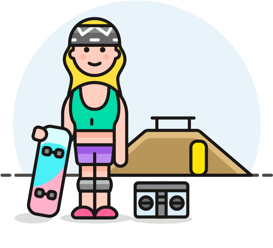 21 Boombox Female Caucasian - Cartoon Clipart (1025x1148), Png Download