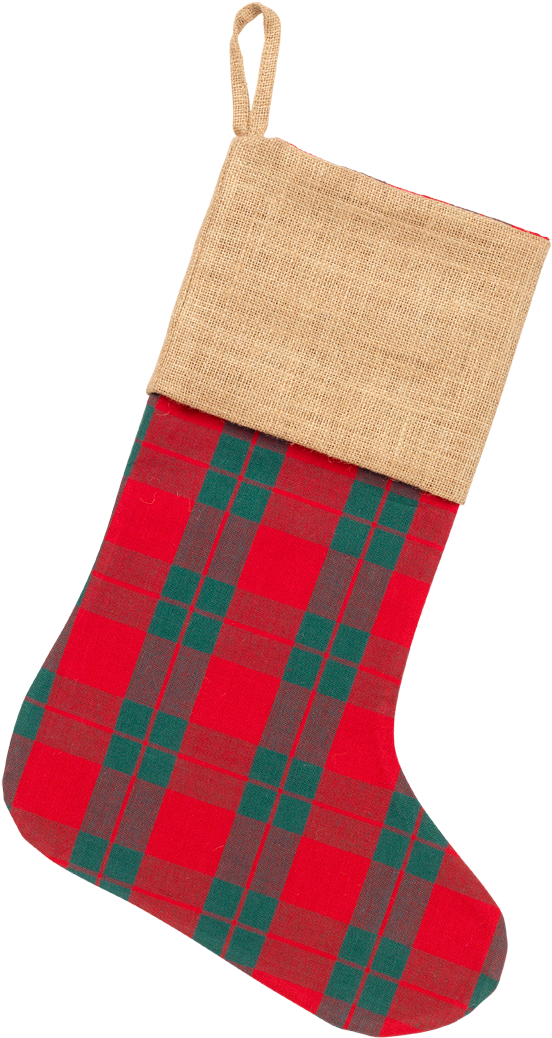Plaid Christmas Stocking - Sock Clipart (552x1038), Png Download