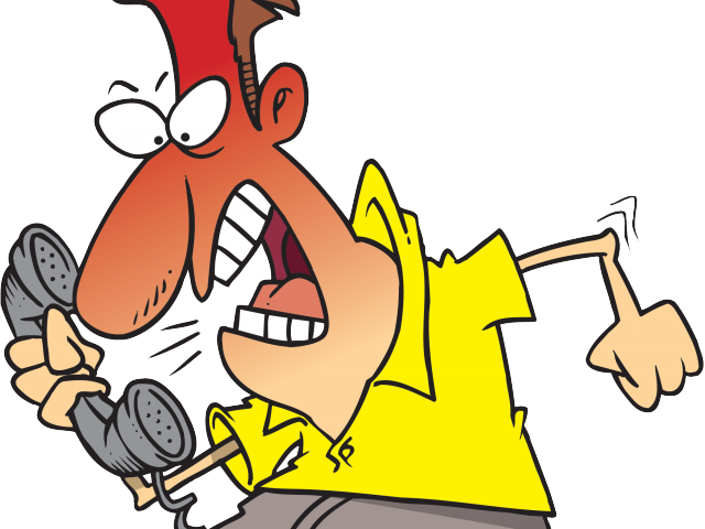 Telephone Clipart Angry Phone - Angry Customer On Phone Cartoon - Png Download (640x480), Png Download