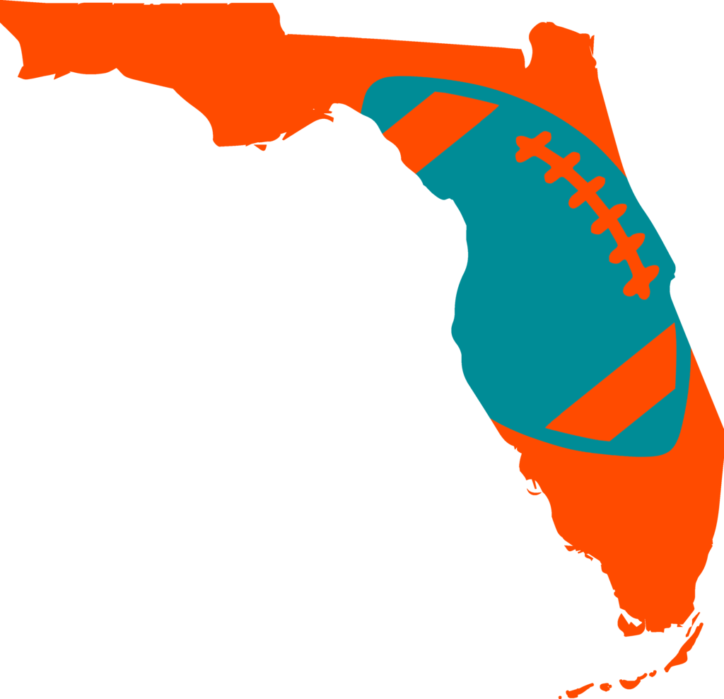 Miami Football Design - Florida Map Memes Clipart (1024x988), Png Download