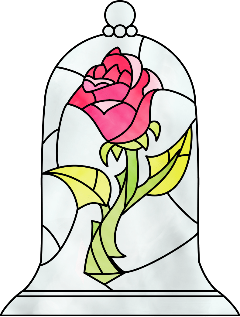 Medium Of Beauty And The Beast Rose - Beauty And The Beast Rose Stained Glass Pattern Clipart (790x1044), Png Download