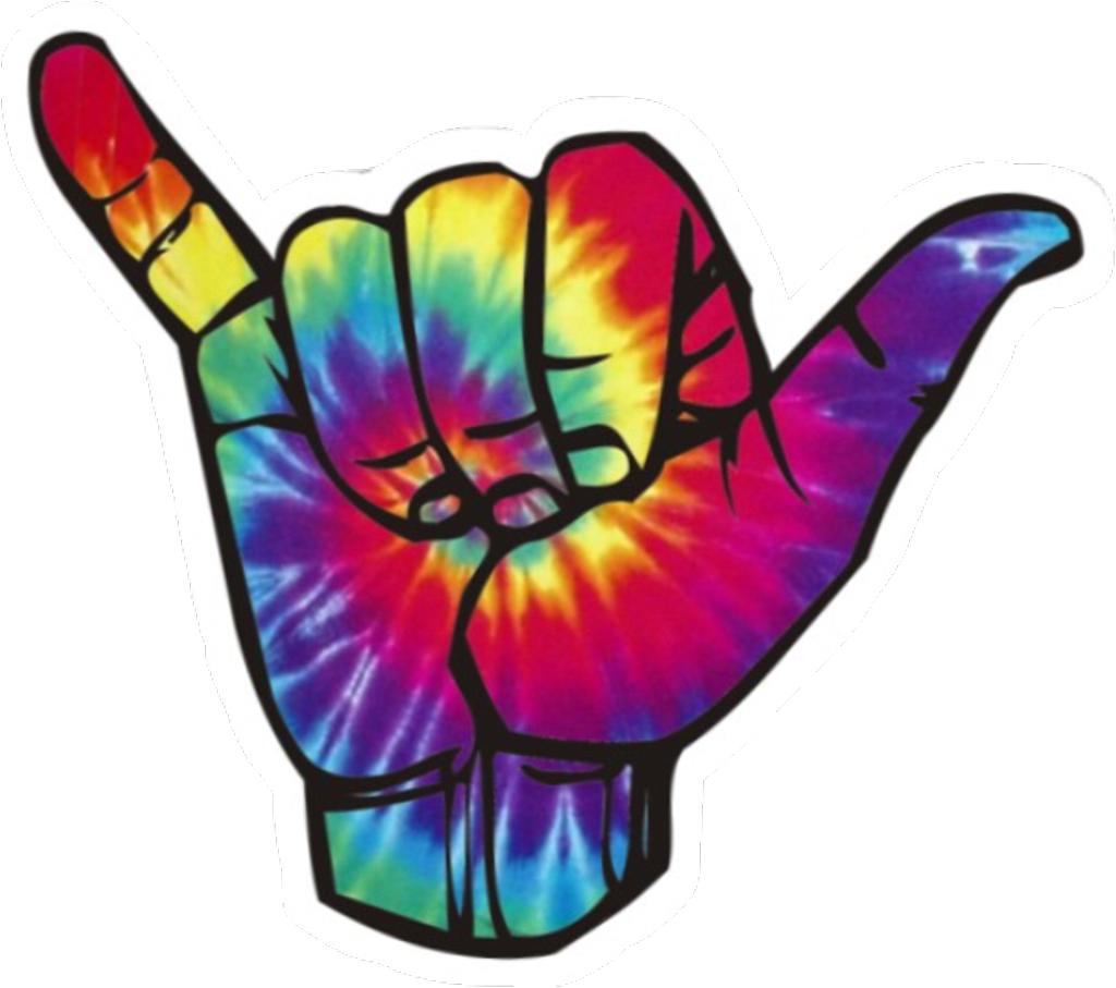 #shaka #cute #rainbow #tie #dye #tiedye #pretty #bright - Tie Dye Shaka Clipart (1024x907), Png Download